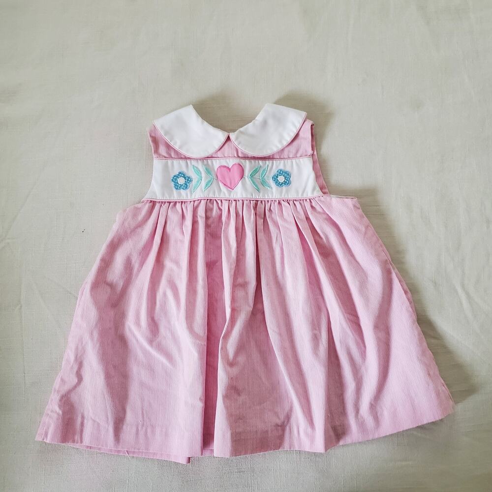 Vintage Heart + Flower Pink Dress 2t